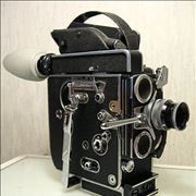A Bolex 16 mm film camera
