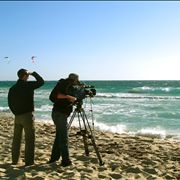 Shooting movie on beach